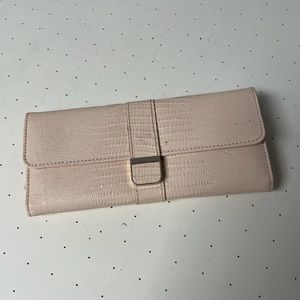 NWT - Top Grain Leather Jewelry Travel Roll - Rose Lizard